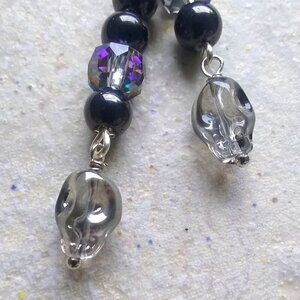 Slim & Slender Skull Dangle Earrings - Sugarskulls - Bling Glam Goth Punk Baddy
